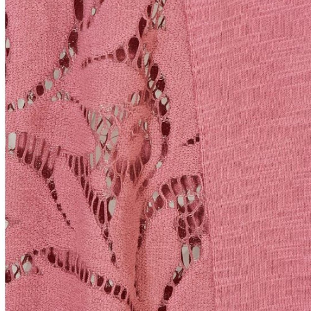 LOGO Open Front Slub Cardigan w/ Lace Detail 5084 - Picture 2 of 3